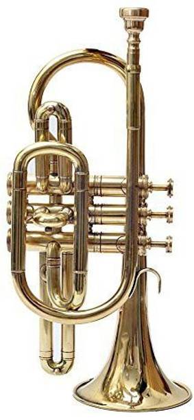 new jai bharat musicals Ultimate brass Cornet with hard case and Mouthpiece new jai bharat musicals Ultimate brass Cornet with hard case and Mouthpiece