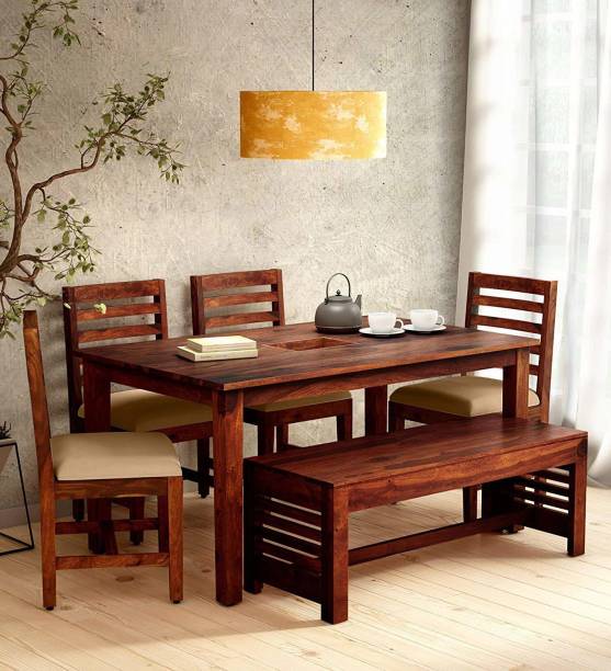 6 Seater Round Dining Tables Sets, Brown Dining Room Set With Bench