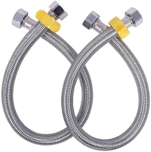 Prestige Stainless Steel 304 Grade Connection, Chrome Finish (24-inch) Pack of 2 pcs Hose Pipe