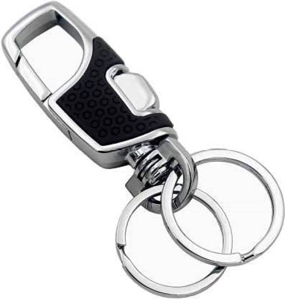 StealODeal Premium Black Double Ring Metal Hook Holder Anti Rust Car/Bike/Home/Office Keys Key Chain