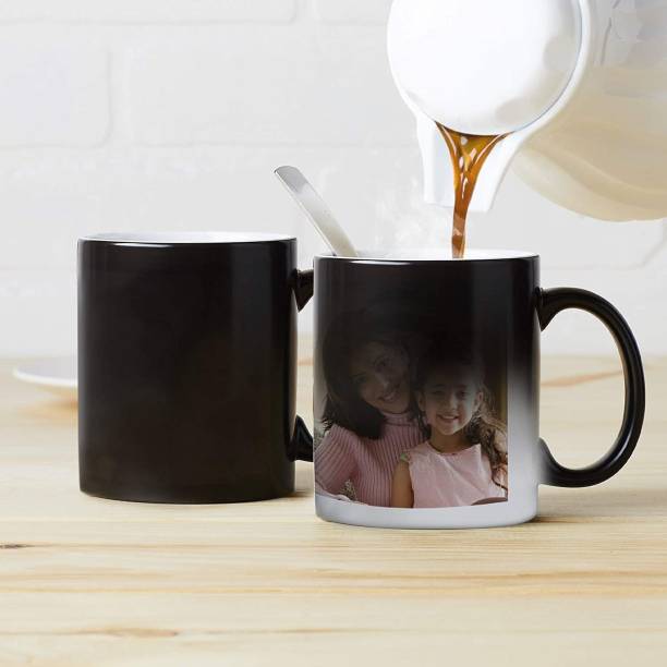Avi enterprise Ceramic Coffee Magic Black - Printed Personalized Coffee/Cup with Own Photo, Quote, Text, Birthday Wishes for Gifting Purpose & Decoration Color Changing Ceramic Coffee Mug