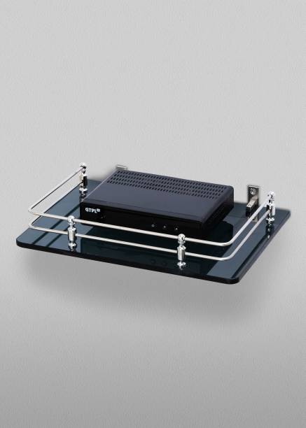 Kaaple Black Glass Shelf/Set Top Box Stand with Heavy W...