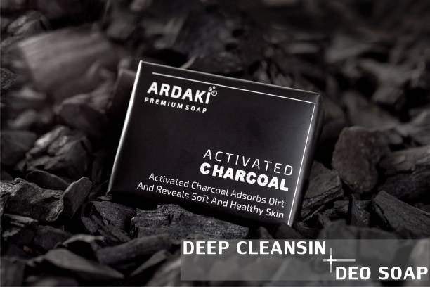 ARDAKI Activated Charcoal Soap for face and Body Wash Deep Cleaning & Exfoliating, Activated Charcoal Soap For Men & Women for Oil-free Skin | Deo Bath Soap (1 x 100 g)