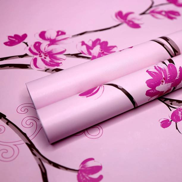 Wollzo Floral & Botanical Pink Wallpaper