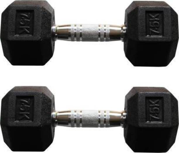 vnh Pair of 7.5Kg (7.5kg X 2) Hexa Rubber Coated Fixed Weight Dumbbell