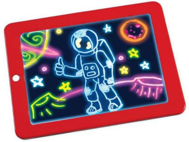UKRAINEZ Kids Learning pad Doodle Magic Glow Pad Includes 3 Dual Side Markers, Dry Eraser, Glow Boost Card