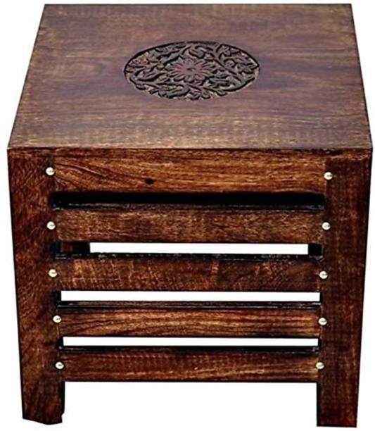 PR Arts Solid Wood Side Table (Finish Color - BROWN, Pre-assembled) Bamboo Side Table
