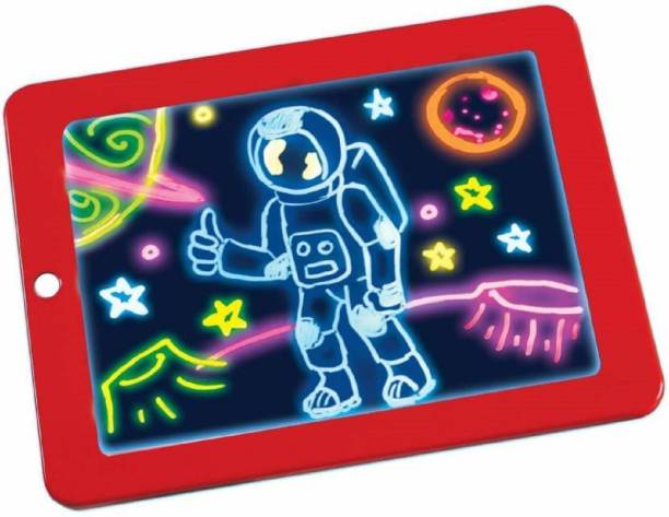 UKRAINEZ Magic Sketch Portable Drawing Pad | Light Up LED Glow Board | Draw, Create, Doodle, Art Write Learning which Includes Fun Guide Stencils, Glow Boost Card