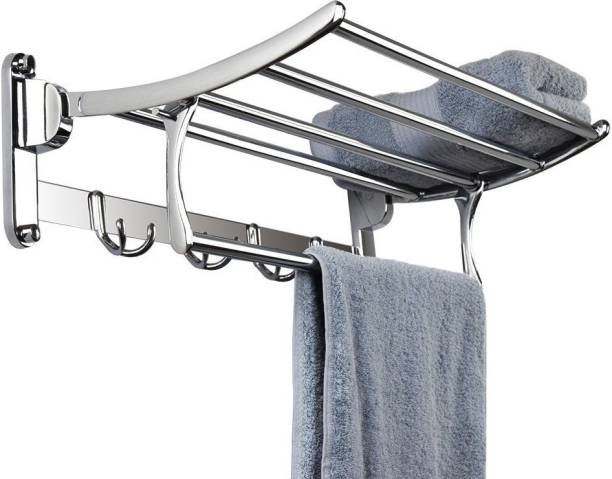 Plantex Classic High-Grade Stainless Steel Folding Towel Rack for Bathroom/Towel Stand/Hanger/Bathroom Accessories(18 Inch) Chrome Finish Towel Holder