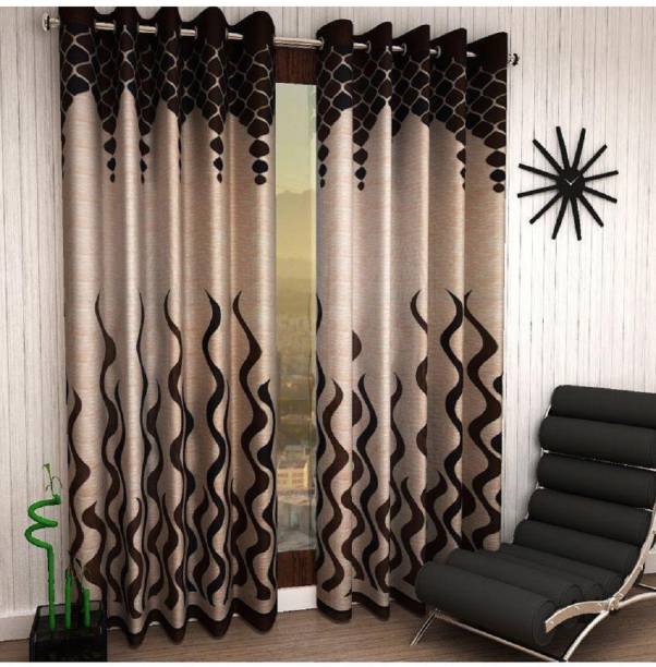 Panipat Textile Hub 213 cm (7 ft) Polyester Door Curtain (Pack Of 2)