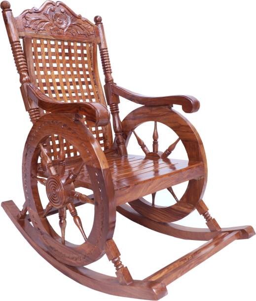 Artesia Wood Rocking Chair For Living Room / Garden - Rosewood Finishing for adults/Grand parents Solid Wood 1 Seater Rocking Chairs