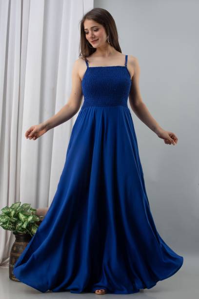Women Maxi Blue Dress Price in India