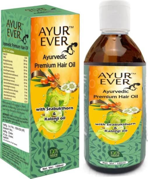 AyurEver Ayurvedic Premium Hair Growth Oil with Seabuckthorn and Kalonji Oil 100 ml for Hair Regrowth - Reduce Hair Fall - Anti - Dandruff Control - Stress Relief - Promotes New Hair Oil