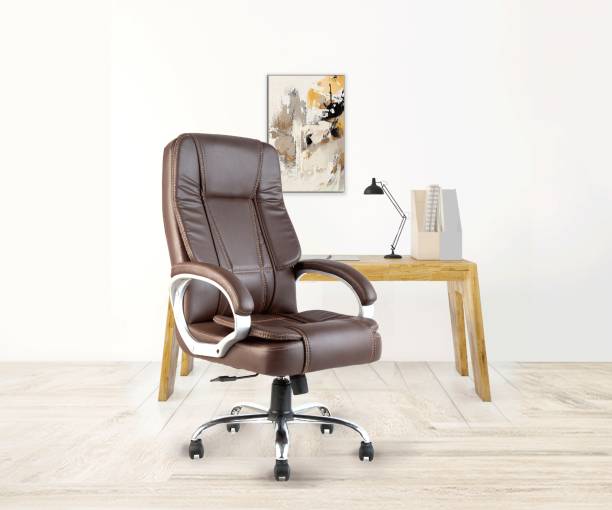 INNOWIN Venture High Back Office Chair (Brown) Leatherette Office Adjustable Arm Chair