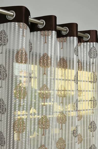 BeautifulGhar Creations 212 cm (7 ft) Tissue Transparent Door Curtain (Pack Of 2)