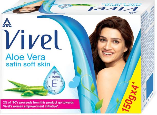 Vivel Aloe Vera Bathing Soap with Vitamin E for Soft, glowing Skin Combo Pack 4X150g