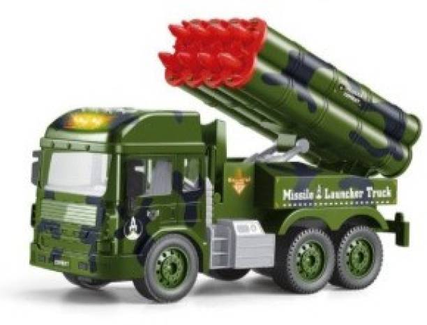 Quasar Military Pretend Play Vehicle Truck Battlefield Military Forces - Battlefield Missile Launcher Truck Light & Sound for 3+ Years Kids Rocket Launcher Push Cars Pack of 1 (Any Design Send)