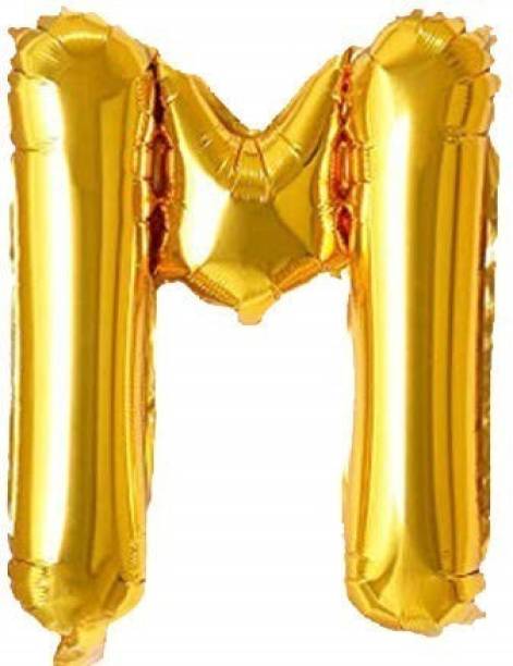 Fewzen Printed Gold Foil Letter Balloon Party Decoration (Alphabet M) Letter Balloon