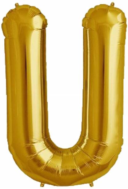 Fewzen Printed Gold Foil Letter Balloon Party Decoration (Alphabet U) Letter Balloon