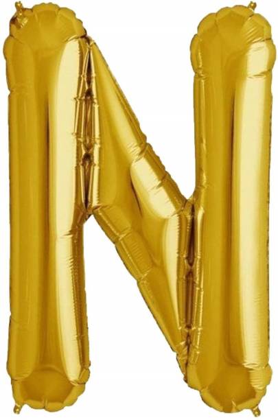 Fewzen Solid Gold Foil Letter Balloon Party Decoration (Alphabet N) Letter Balloon
