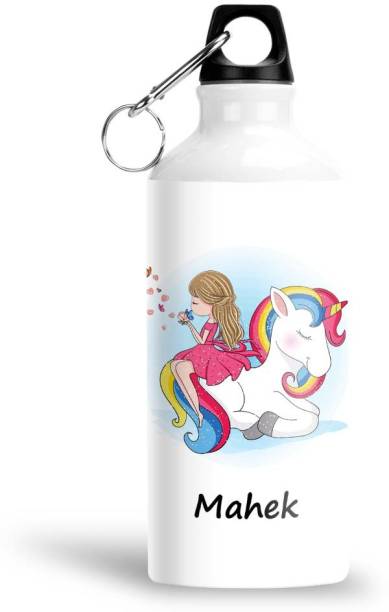 Furnish Fantasy Unicorn Aluminium Sipper Bottle - Best Happy Birthday Gift for Kids, Name - Mahek 600 ml Sipper