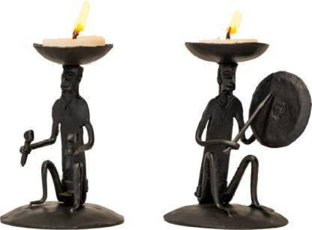 SHILP KATHA Iron 2 - Cup Candle Holder