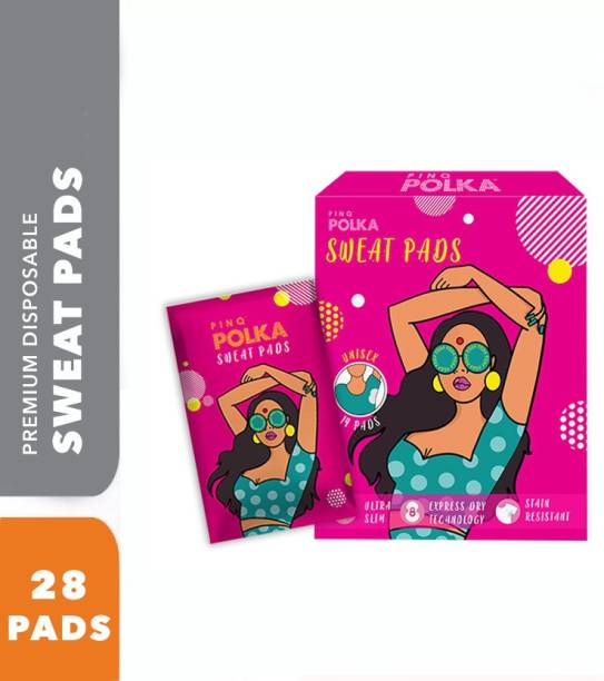 pinq polka Premium Cotton Feel Rash Free Disposable Underarm (Pair of 28) Sweat Pads