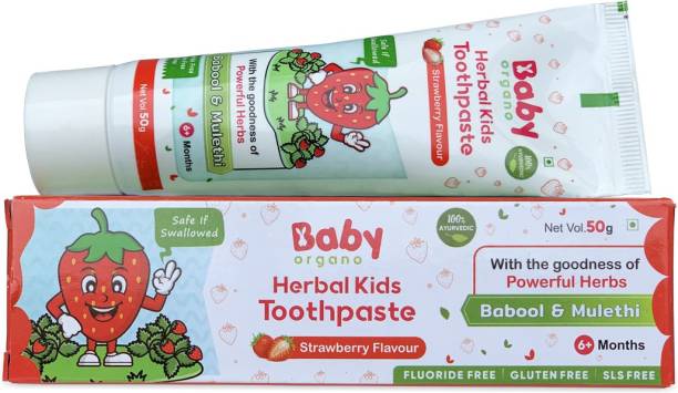 babyorgano HERBAL KIDS TOOTHPASTE With the goodness of Powerful Herbs Baboolg & Mulethi 50g Toothpaste