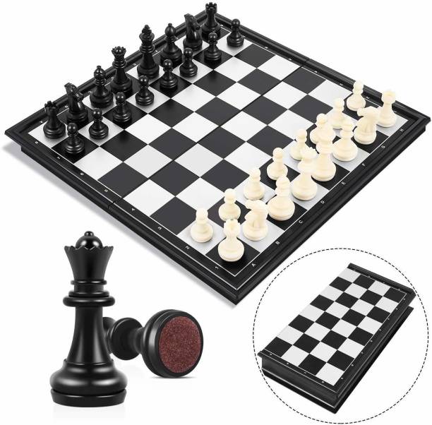 N K STAR Magnetic Chess Game Board Set with Folding Travel Portable Case, Toys for Kids 10X10X0.75 Inch Educational Board Games Board Game