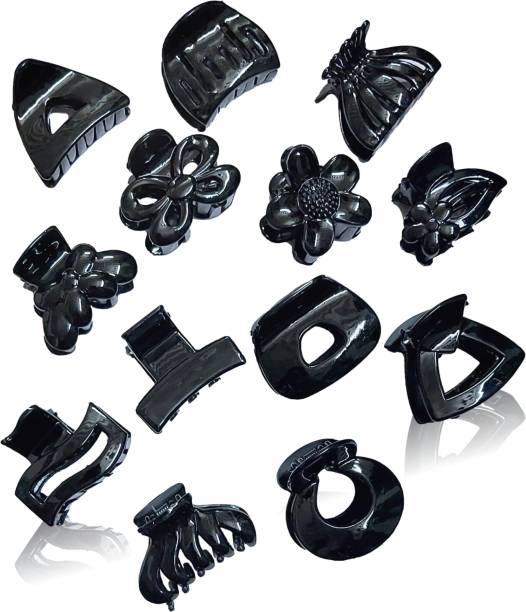 alamodey Pack of 12 Multi Design Black Hair Clips for Styling for Women Hair Clip