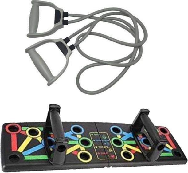 BRPEARl Push Up Board - Complete Push Up Training System Color-Coded Push-up Bracket Board Portable for Home Fitness Training with toning tube with D Handle for Exercise Workout Resistance Tube Gym & Fitness Kit
