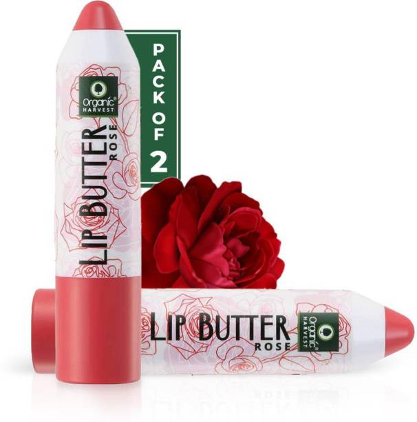 Organic Harvest Rose Lip Butter Enriched with Vitamin E & Benefits Of Mango Butter, for Dark Lips to Lighten, Lip Care for Dry & Chapped Lips, 100% Organic, for Girls & Women Rose
