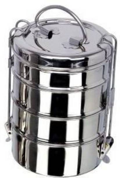 Mitchen Stainless Steel Clip Tiffin for 4 Compartment 520 gm 4 Containers Lunch Box