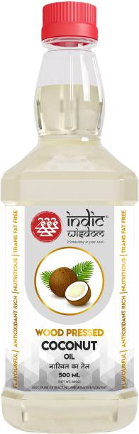 IndicWisdom Wood Pressed Coconut Oil (Cold Pressed - Extracted on Wooden Churner) Coconut Oil Plastic Bottle