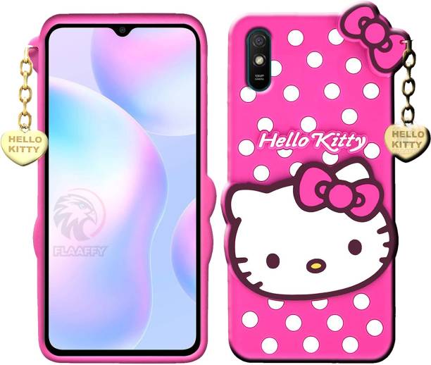 Flaaffy Back Cover for Redmi 9i - Hello Kitty Case | 3D Cute Doll | Soft Girl Back Cover with Pendant