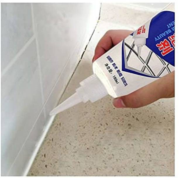 PKK TRADERS Tiles Gap Filler Agent, Waterproof Grout Sealant Agent (White Color - 180ml)for Kitchen, Bathroom, Balcony, Terrace Crack Filler Adhesive (180 ml) Adhesive