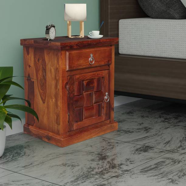 ROOFWOOD Sheesham Wood Bedside End Table with Drawer Storage Night Stand Table for Bedroom Sofa Side Table (Honey oak Color Matte Finish) Solid Wood Bedside Table
