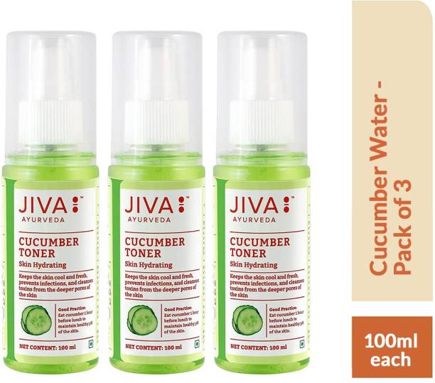 JIVA AYURVEDA Cucumber Water - Natural Toner For Men & Women - Hydates Skin - 100 ml Each - Pack of 3 Men & Women