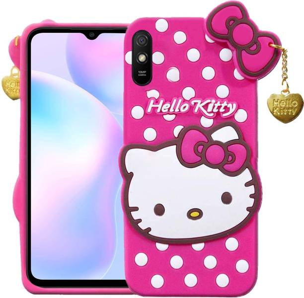Wowcase Back Cover for Redmi 9A, Redmi 9i, Cute Hello Kitty Case, Soft Girl Back Cover with Pendant, 3D Cute Doll