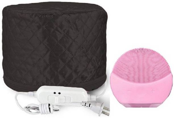 veniqe Black Hair Care Thermal Head Spa Cap Treatment with Beauty Steamer Nourishing Heating Cap, Spa Cap For Hair And e Facial Massage Machine Care & Cleansing Cleanser, facial massager (Multicolor) Surgical Head Cap Hair Steamer