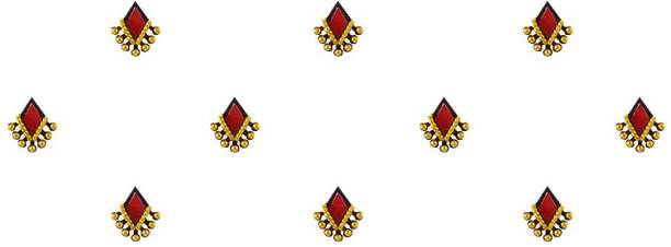 Comet Busters Red Diamond Shaped Bindis With Gold Beads (BIN904) Forehead Red Bindis