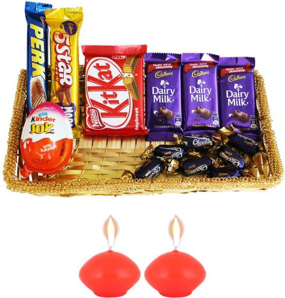 SurpriseForU Chocolates With Designer Candle and Tray | Diwali Chocolate Box | Diwali Gift Box | Diwali Candle | Diwali Chocolate Combo