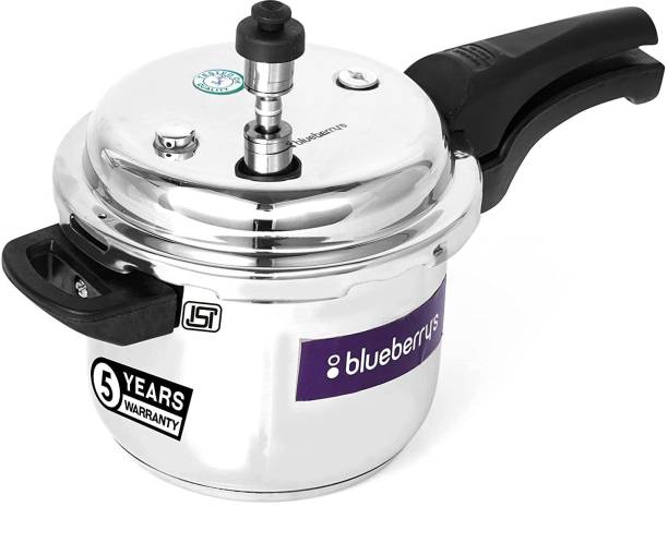 BlueBerry's 5 Liter Stainless Steel Pressure Cooker Induction & Gas Stove Compatible 100% Food Grade ISI Certified (Silver) 5 L Pressure Cooker