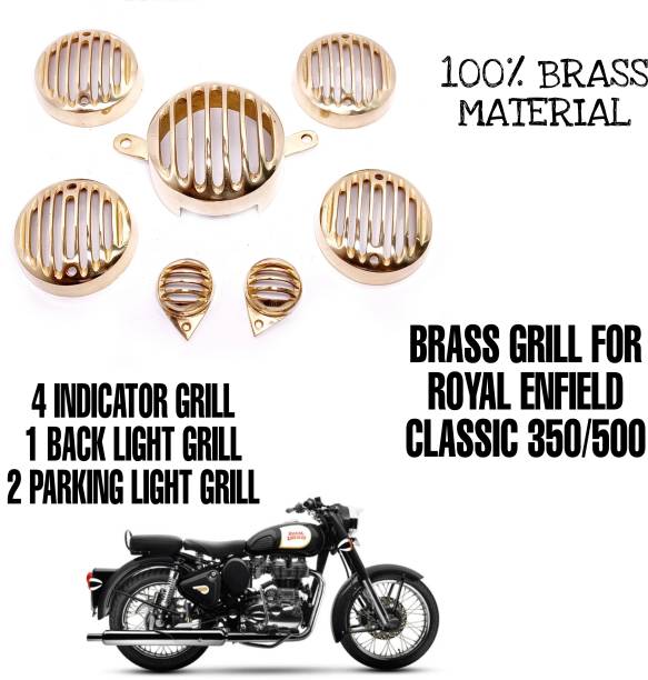 imad BRASS MATERIAL INDICATOR,BACK LIGHT AND PARKING LIGHT GRILL FOR CLASSIC 350/500 Bike Headlight Grill