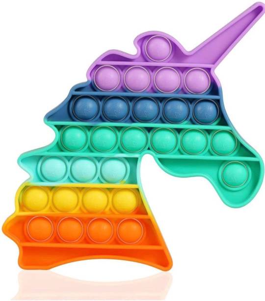 JohnMacc Rainbow Unicorn Push Pop It Bubble Fidget Sensory Toy for Kids Adults Silicone Pop-up Goal