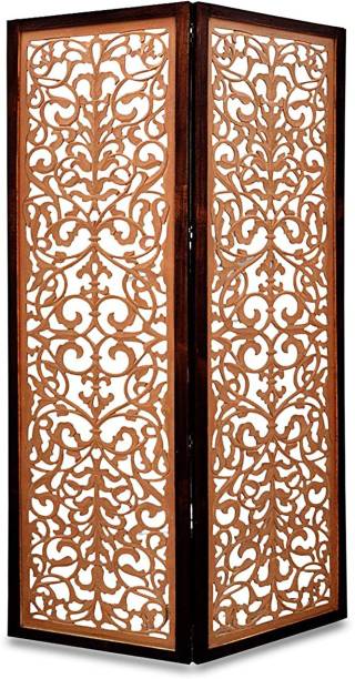 Artesia Handcrafted 2 Panel Wooden Room Partition & Room Divider (Brown) Solid Wood Decorative Screen Partition