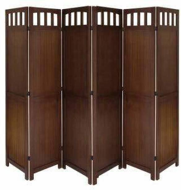 Decorhand Handcrafted 6 Panel Wooden Room Partition & Room Divider (Brown) Solid Wood Plain Screen Partition