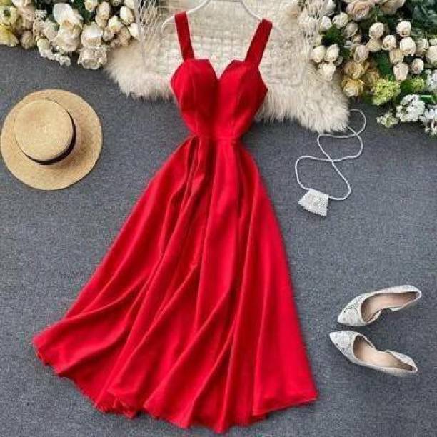 fashion triangle Women Maxi Red Dress