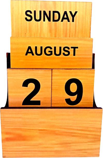 smartich WOODEN GOOD LOOKING DESK PERMANENT CALENDAR FOR OFFICE, SCHOOL AND HOME Permanent Calendar Table Calendar
