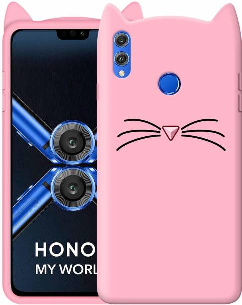 ELEF Back Cover for Honor 8x Soft Rubber Cat Cartoon Mustache 3D Ear Shockproof Cute Case Full Protection